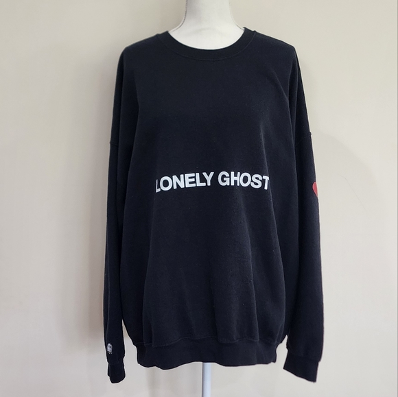 Lonely Ghost Heart On My Sleeve Crewneck Sweatshirt | Black | XXXL - Picture 6 of 8